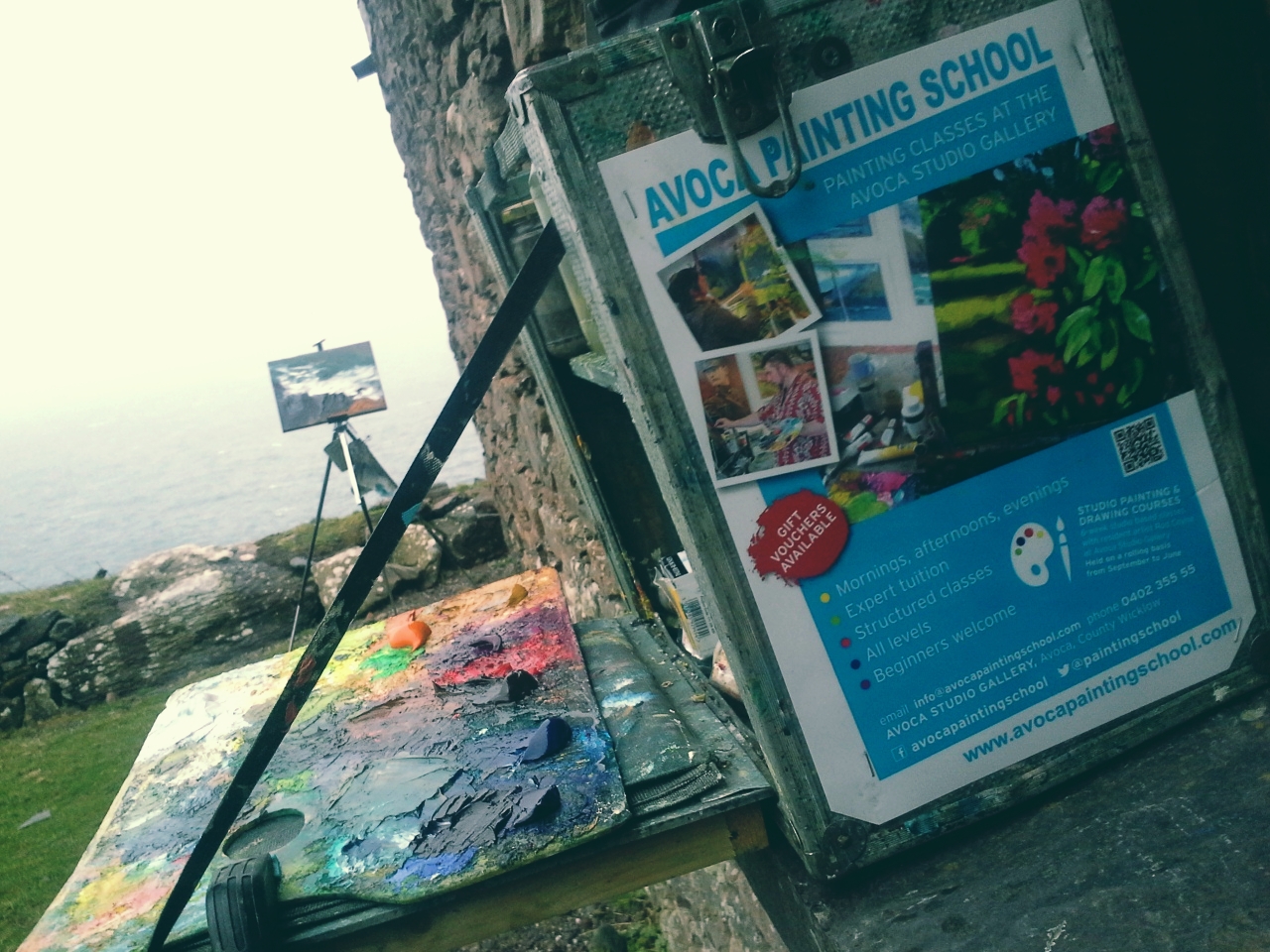 Rods paintbox & distant canvas