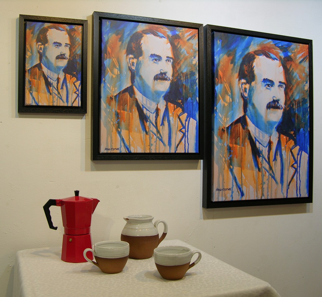 artist rod coyne's James Connolly canvas print is shown here in thyree Print Sizes.