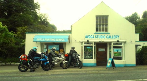 French bikers visit Avoca Gallery on their way to the ferry in Rosslare.