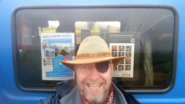 Rod Coyne poses in front of his van sporting the all important eye-patch.