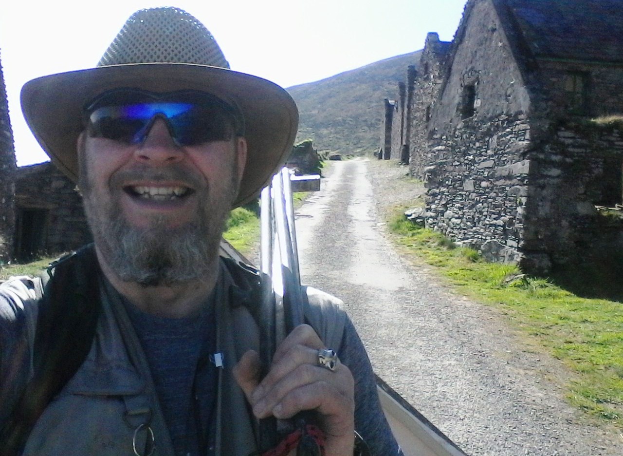 A very happy looking Rod Coyne returns to Cill Rialaig after a long day's painting.