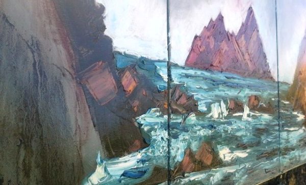 "Red Rock" on the easel Easter 2017. One year Rod is Still Seeing Red!