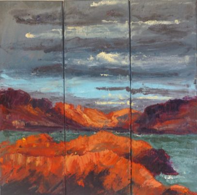 Rod Sees Red - "Ballinskelligs Bay" oil on canvas triptych.