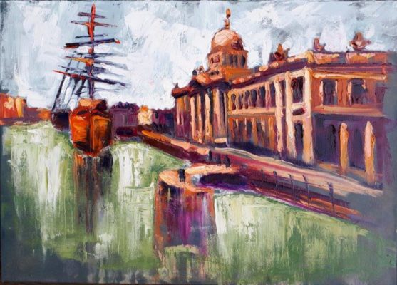 "Masts at Customhouse" 50x70cm, oil-canvas.