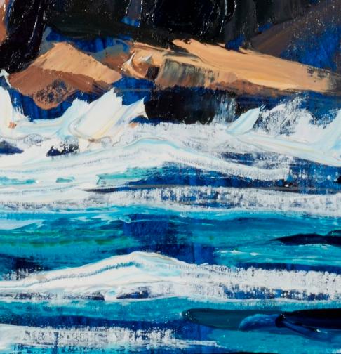 artist rod coyne's painting " Skellig Arch " shown here in a close up detail.