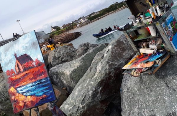 Art in the Open 2017, and Rod's red version of the church at Kilmore Quay, Co. Wexford.