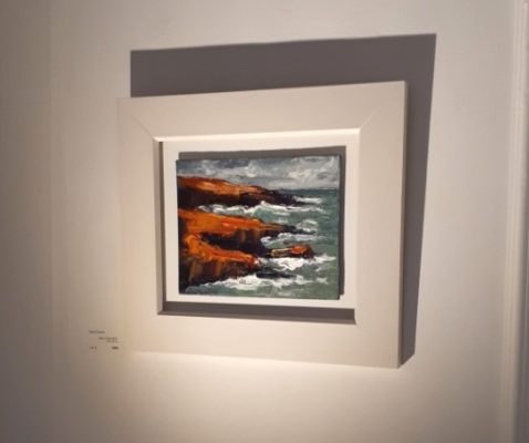 "Below the Hook" was the first to sell on the opening night. the painting is oil on canvas and 20x25cm.