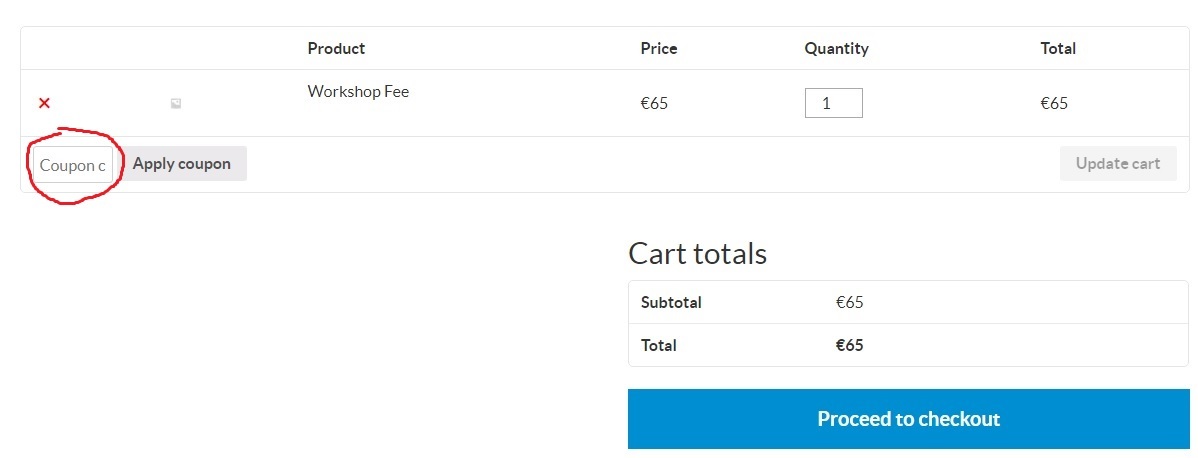 screen shot: sample apply coupon