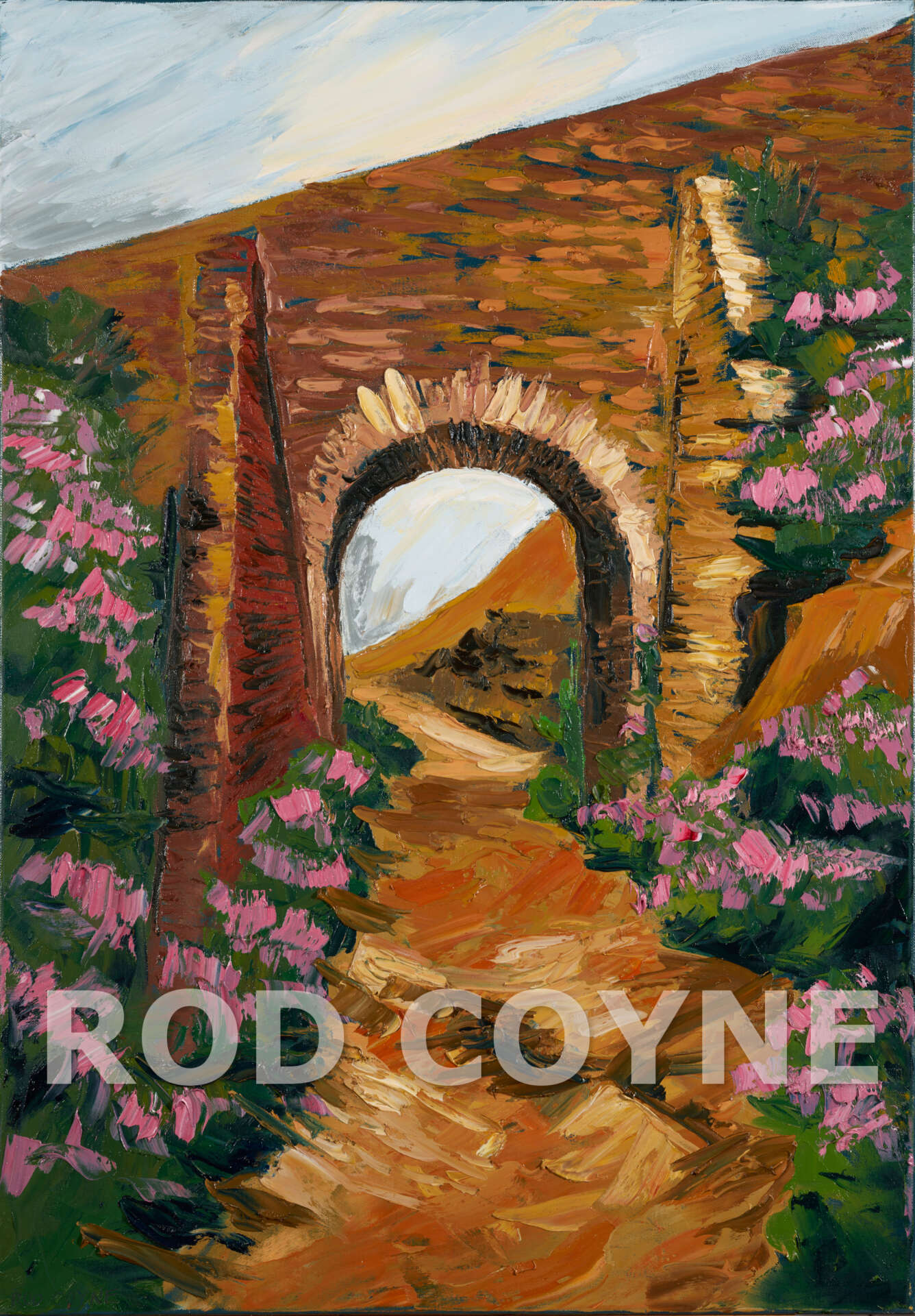 Image of "Tram Bridge, Avoca Mines " by Rod Coyne, original canvas in high resolution with Rod Coyne watermark.