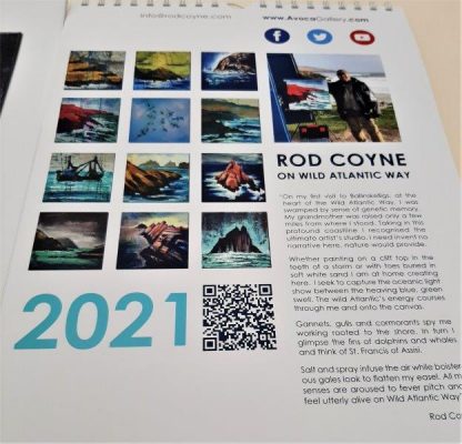 2021 Calendar reverse page, showing the artist his work and statement.