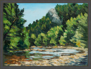 artist Rod Coyne's picture "Avoca Downriver" is shown here framed in black.