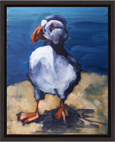 image of patrolling puffin painting