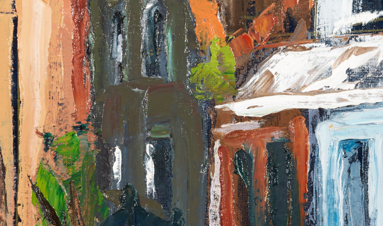 Image of "Domburg Mandriaan's Church" in in a high resolution close up, cropped for facebook.