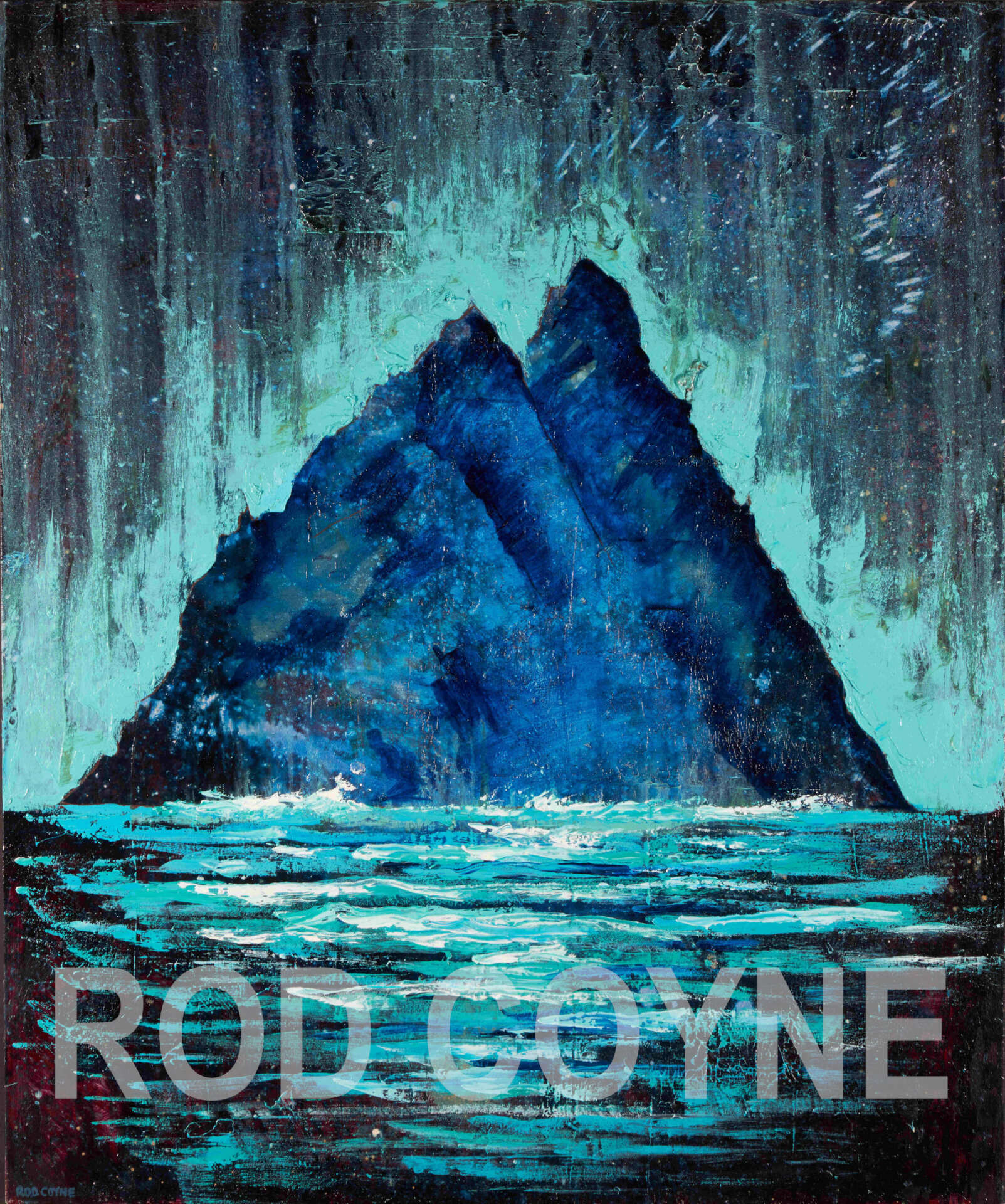 rod coyne's painting Skellig Phospheresence shown with a watermark