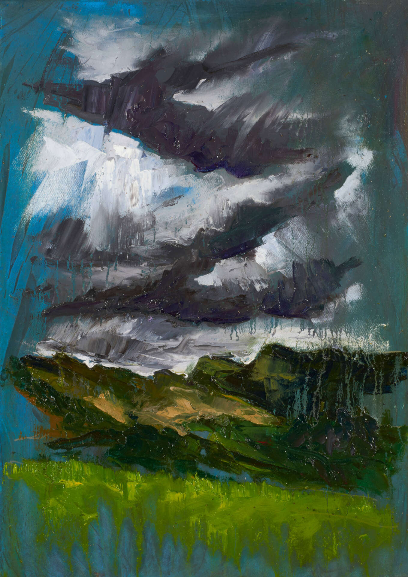 artsit rod coyne's painting "langdale pikes" is shown here