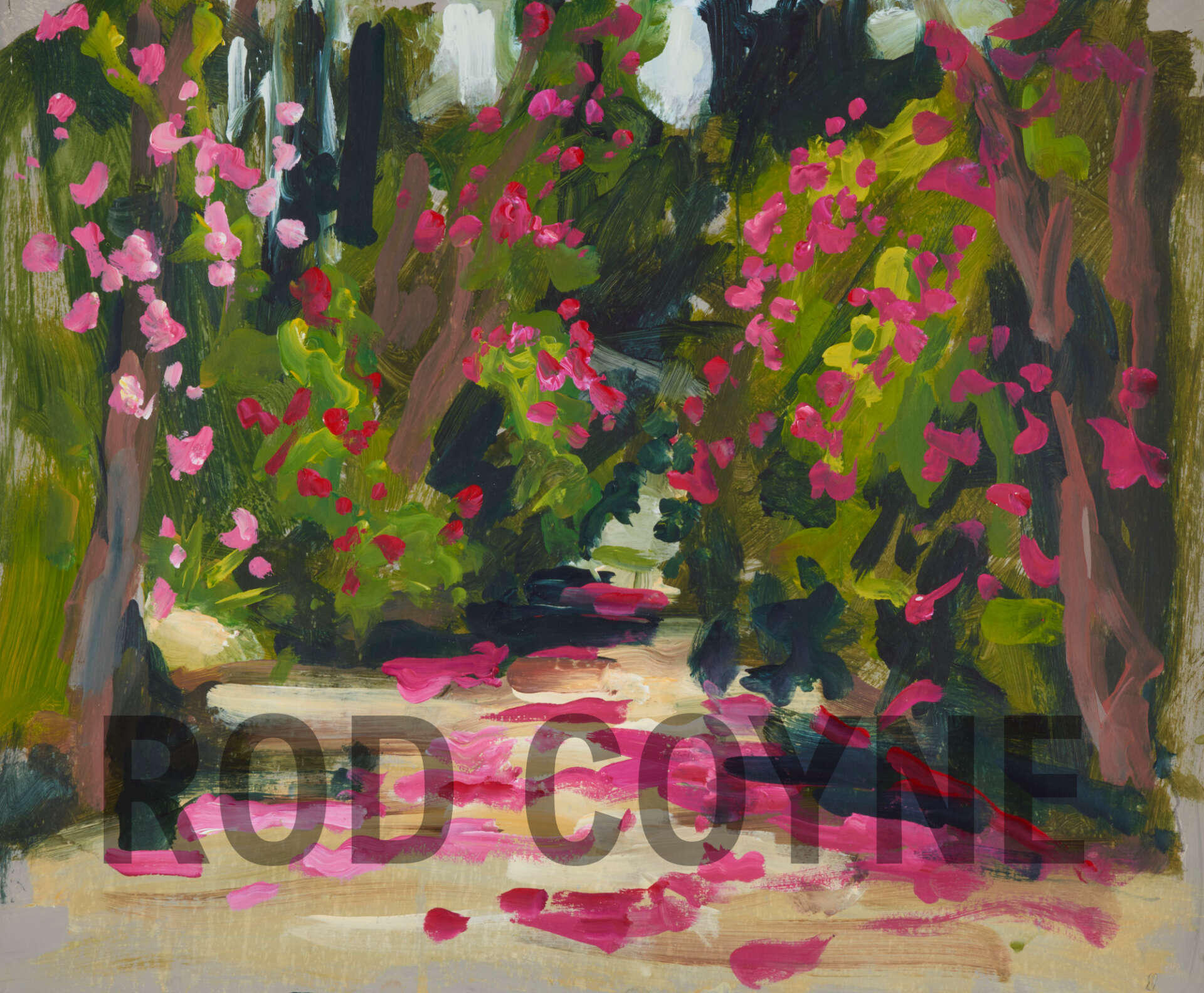 artist rod coyne's botanical painting "kilmacurragh broadwalk" is shown here, watermarked.