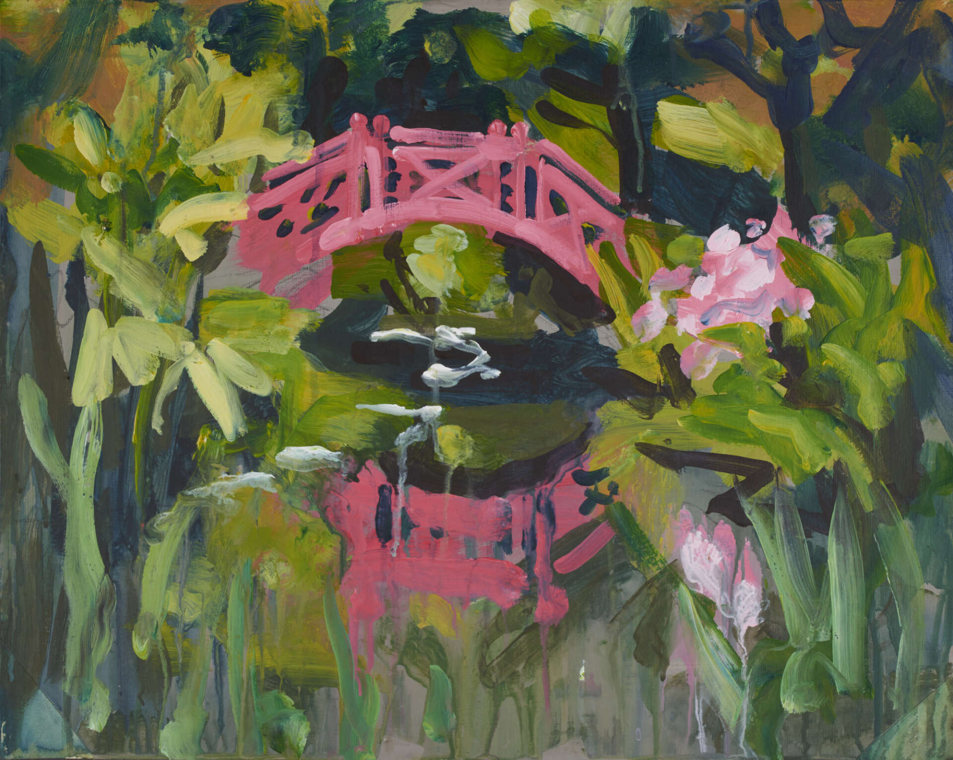 artist rod coyne's landscape painting "knockanree japanese bridge" is shown here.