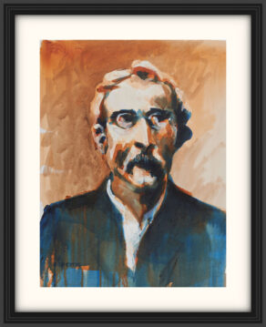 artist rod coyne's portrait "tom clarke 1916" is shown here, on a white mount in a black frame.