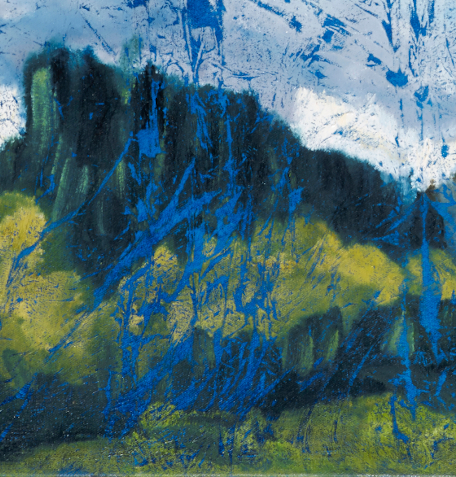 artist rod coyne's landscape "Wicklow Hills" is shown here in a close up detail.