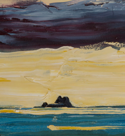 artist rod coyne's landscape "Atlantic Islands" is shown here in a close up detail.