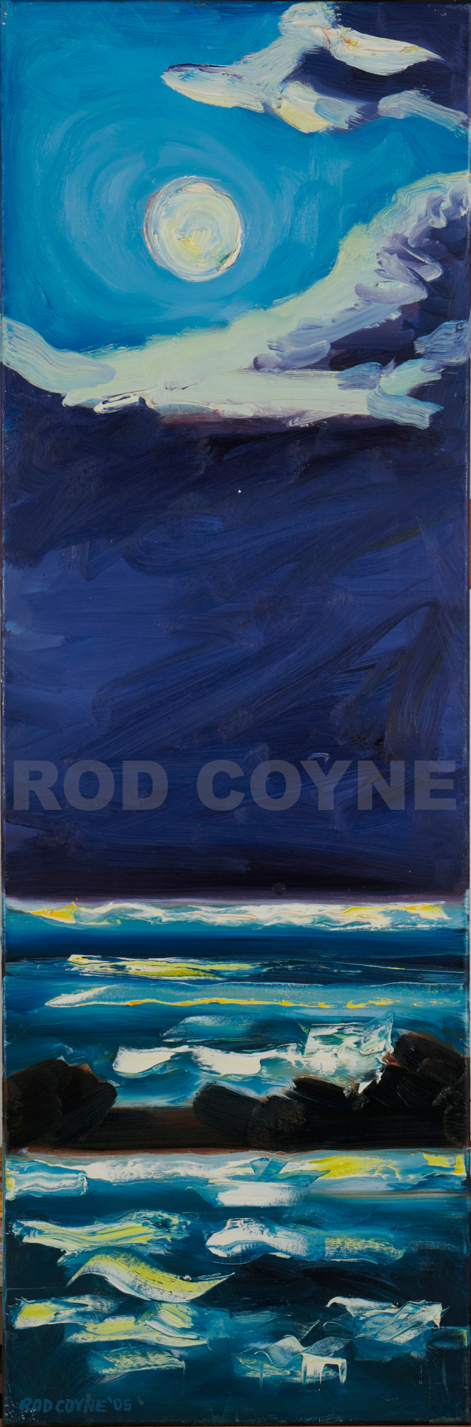 artist rod coyne's landscape "Mugglins Moonshine" is shown here, watermarked.
