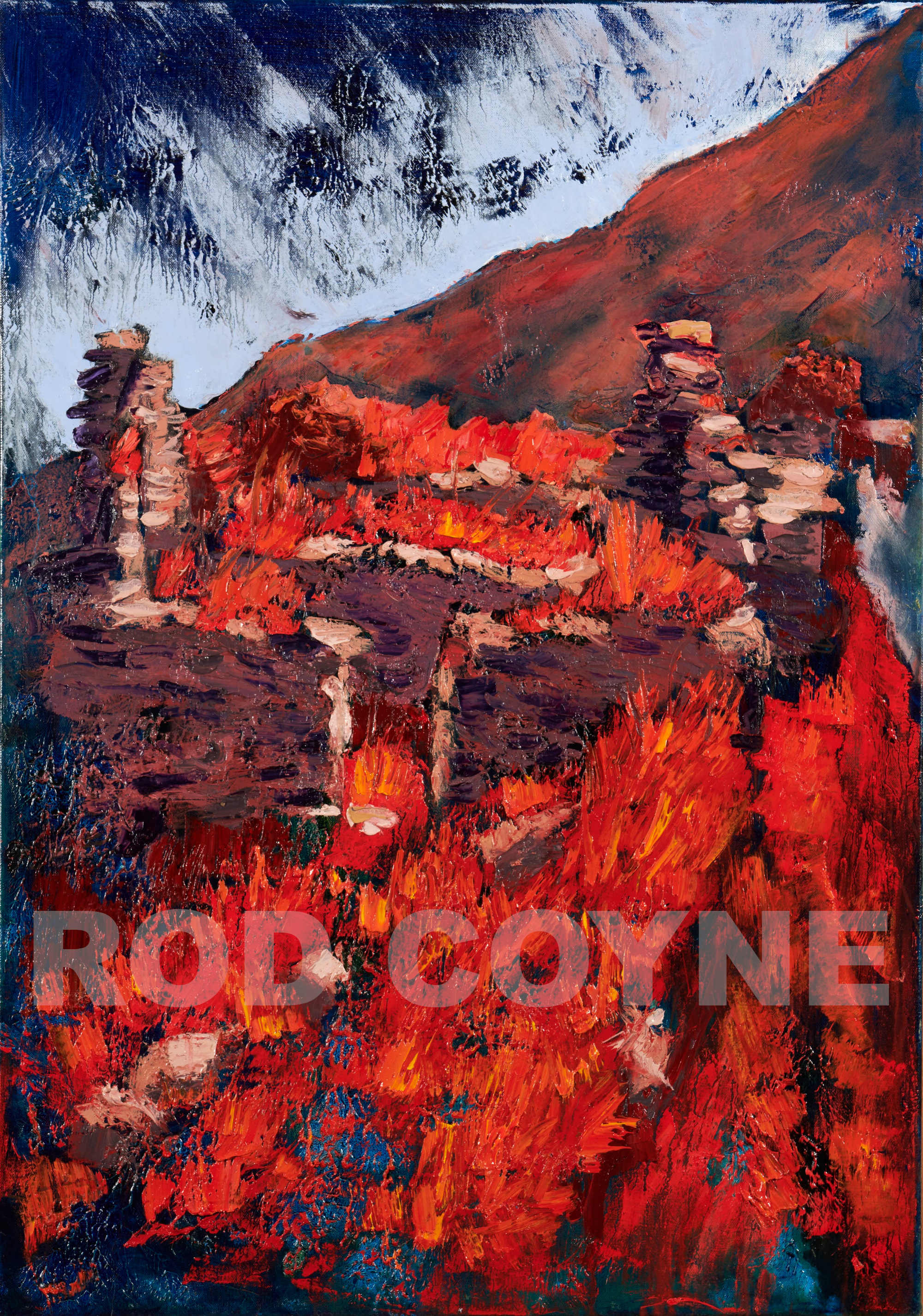 artist rod coyne's landscape "Cill Rialaig Ruins West" is shown here, watermarked.