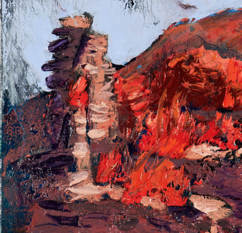 artist rod coyne's landscape "Cill Rialaig Ruins West" is shown here, in a close up detail.