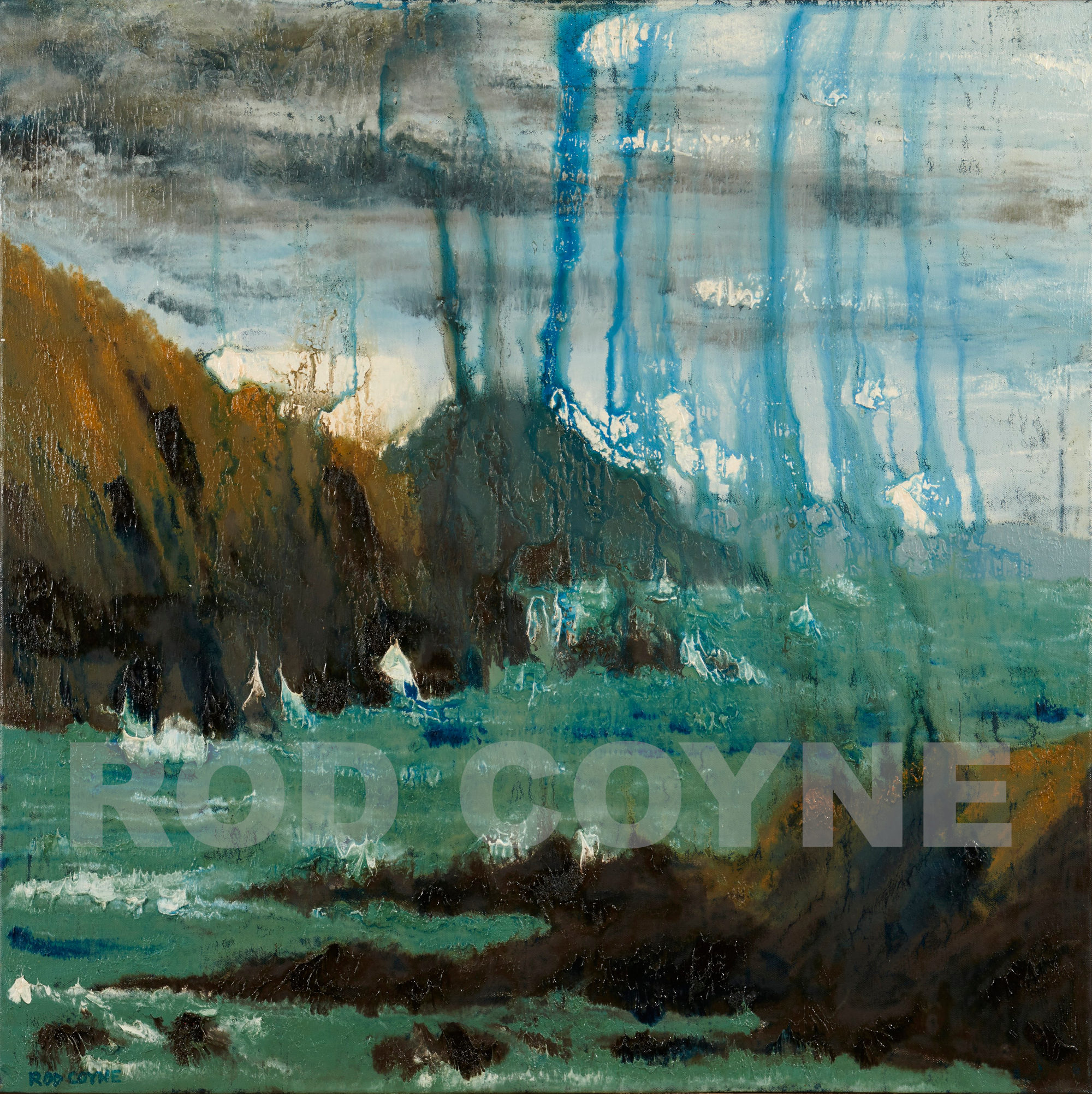 artist rod coyne's seascape "Horse Islands" is shown here, high resolution and watermarked.